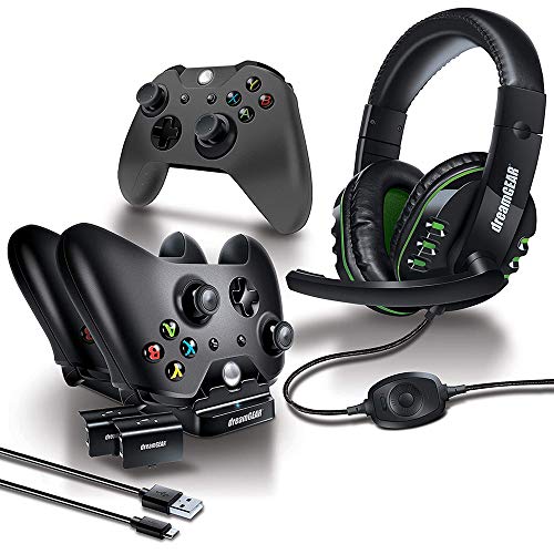 dreamGEAR 8 in 1 Gamers Kit for XBOXONE: Includes Charging dock/USB/Gaming Headset/Protective Covers and (2) 800 mah Rechargeable batteries (6631)