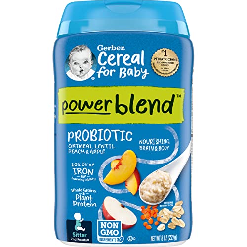 Gerber Baby Cereal Probiotic Oatmeal & Peach Apple Baby Cereal Canister, 8 oz