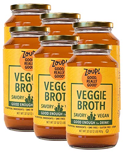 Vegetable Broth by Zoup! Vegan, Gluten Free, Non GMO, Low Calories Veggie Broth - Great for Stock, Bouillon, Soup Base or in Gravy - 6-Pack (32 oz)…