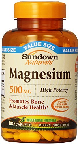 Sundown Naturals Magnesium 500 mg Caplets 180 CP - Buy Packs and SAVE (Pack of 4)