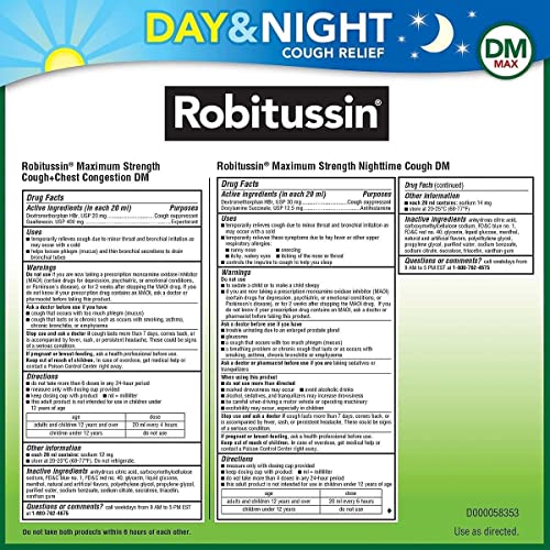 Robitussin DM Max Cough and Chest Congestion Day and Night,(3 Bottles) 20 oz.