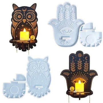 SEDLAV DIY Crystal Resin Kit - Owl and Fatima Hand Design for Stunning Jewelry, Upscale Candle Holders, and Wall Art Creations