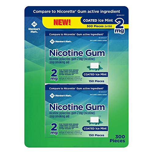 Member's Mark 2 mg Nicotine Polacrilex Gum, Coated Mint Flavor (300 Count)