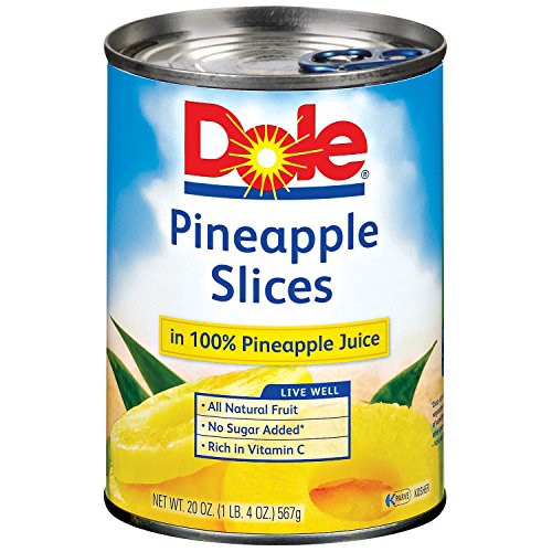 Dole Pineapple Slices In 100% Pineapple Juice, 20-Ounce Cans (Pack of 12)