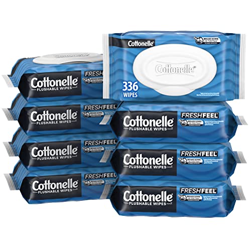 Cottonelle Freshfeel Flushable Adult Wet Wipes, 8 Flip-Top 42-Count Packs (336 Wipes Total)