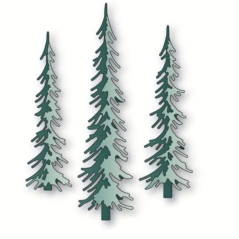 SEDLAV 6pcs Christmas DIY Narrow Pine Trees Metal Die Cuts - Festive Tree-Shaped Cutting Dies for Scrapbooking and Card Making - Holiday Craft Embellishments