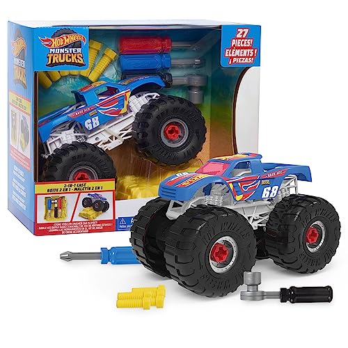 Mattel Hot Wheels Ready-to-Race Monster Truck Builder Race Ace, 27-Piece Pretend Play Set, Kids Toys for Ages 3 Up by Just Play