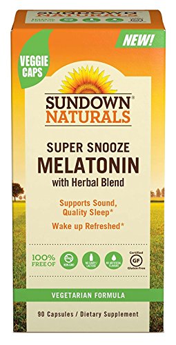 Sundown Naturals Super Snooze Melatonin, 90 Capsules Each (Pack of 5)