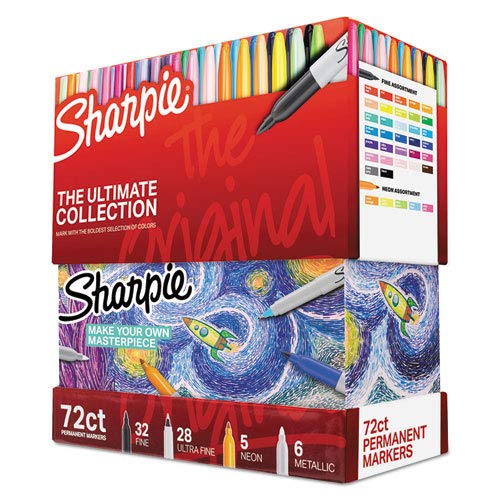 Sharpie Permanent Markers Ultimate Collection, Fine and Ultra Fine Points, Assorted Colors, 72 Count New Version