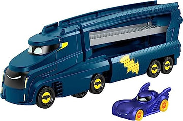 Fisher-Price DC Batwheels Toy Hauler and Car, Bat-Big Rig with Ramp and Bam The Batmobile 1:55 Scale Diecast Toy Vehicle, Ages 3+ Years