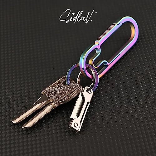 SEDLAV Multitool Keychain EDC Stainless 6-in-1 Red Manicure Pocket tweezers, Knife, and scissors, mini size and easy to carry, perfect as a gift