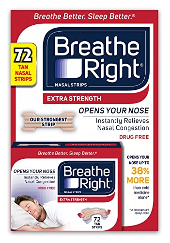 Breathe Right Extra Strength Nasal Strips, 72 Strips