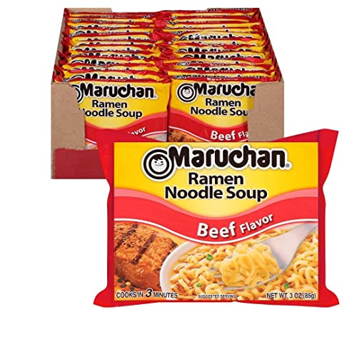 Maruchan Ramen Noodle Soup Beef Flavor, 3.0 Oz, Pack of 24