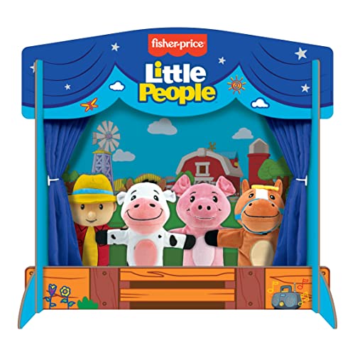 TCG Toys Little People Theater with 4 Puppets -Tabletop Theater w/ 4 Puppet Figures Including Farmer, Cow, Pig, & Horse. Tabletop Theater Great for Preschool, Elementary, Children, Girls and Boys