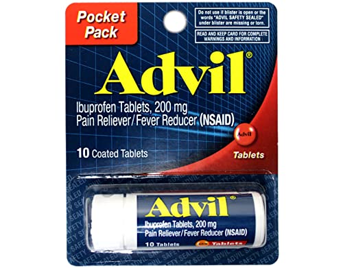 2 Pack of Pocket Pack Advil Pain Reliever / Fever Reducer Ibuprofen Gel Caplets 200mg - 10 Coated Tablets PER Pack (20 Tablets Total)