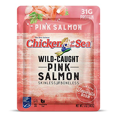 Chicken of the Sea Pink Salmon, Wild-Caught, Skinless & Boneless, 5-Ounce Packets (Pack of 12)