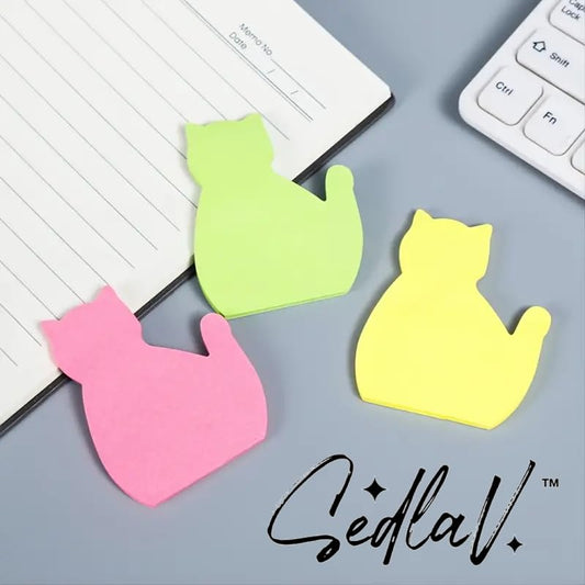 SEDLAV Cat Sticky Notes, Paper Clips Set, and Adorable Cat-Themed Stationery for Office and School Supplies