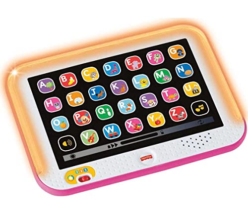 Fisher-Price Laugh & Learn Baby Toy Smart Stages Tablet with Lights & Learning Songs for Infants & Toddlers, Pink