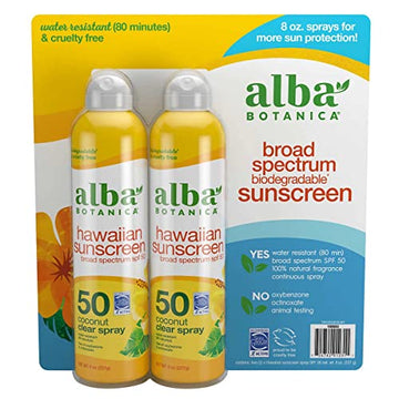 Alba Botanica Spf50 Sunscreen Hawaiian 6 Ounce Clear Spray (177ml) (2 Pack)