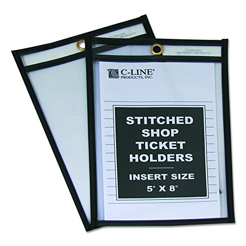 C-Line Stitched Shop Ticket Holders, Both Sides Clear, 5 x 8 Inches, 25 per Box (46058)
