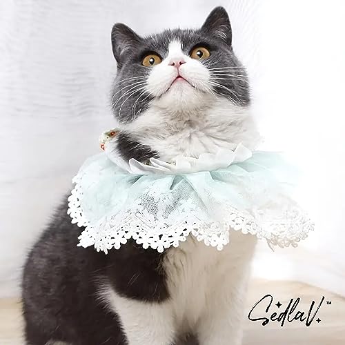 SEDLAV Cat Collars - Pet Dog Costume with Adjustable Straps, Perfect for Parties, Weddings, Photo Shoot - Beautiful Lace Necklace Bib with Pearl - Breathable, Durable Pet Costume for Everyday Wear