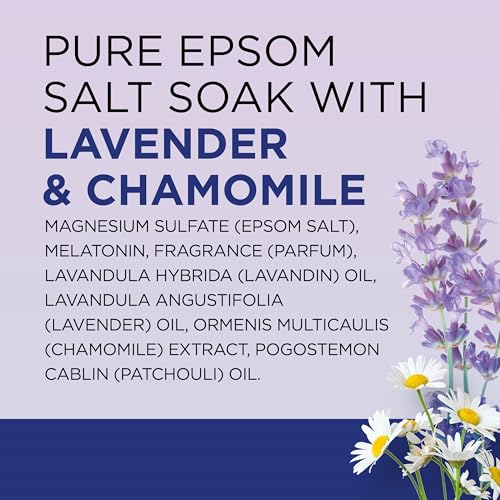 Dr Teal's Pure Epsom Salt Soak, Sleep Blend with Melatonin, Lavender & Chamomile Essential Oils, 3 lbs