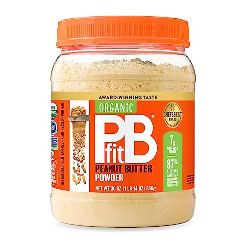 PBfit All-Natural Organic Peanut Butter Powder, Powdered Peanut Spread from Real Roasted Pressed Peanuts, 7g of Protein 7% DV, 30 Ounce (Pack of 1)