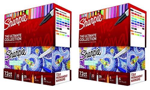 Sharpie Permanent Markers Ultimate Collection, Fine and Ultra Fine Points, Assorted Colors, 72 Count - 2 Pack