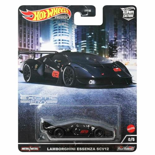 Hot Wheels Car Culture Exotic Envy Lamborghini Essenza SCV12 Black Chase Car 0/5 1:64 Diecast Vehicle