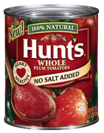 Hunts Whole Plum Tomatoes No Salt Added, 28-Ounce (Pack of 12)