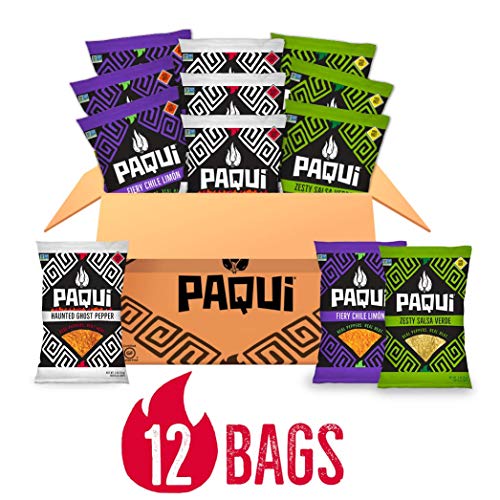 Paqui Spicy Tortilla Chips Variety Pack, Gluten Free Chips, Non-GMO Chips, Flavored Tortilla Chips, 12ct, 2oz Individual Snack Sized Bags