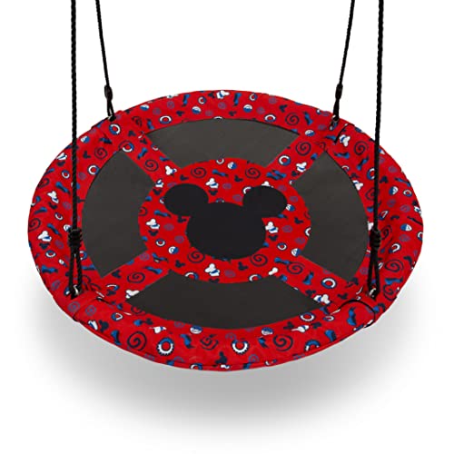 Disney Mickey Mouse 40-Inch Saucer Swing for Kids by Delta Children – Attaches to Swing Sets or Trees – Includes All Necessary Hanging Hardware & Rope