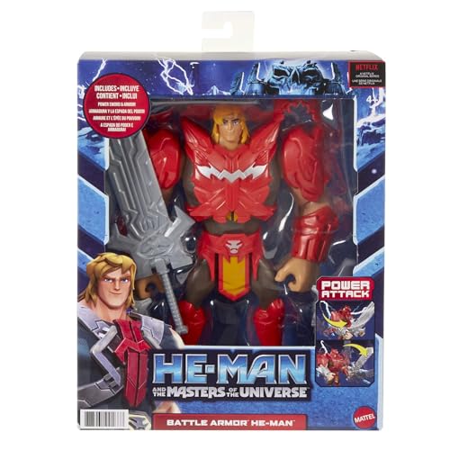 Masters of the Universe Deluxe He-Man Power Attack Action Figure, 8.5-in Battle Character for Storytelling Play, Gift for Fans 4 Years and Older