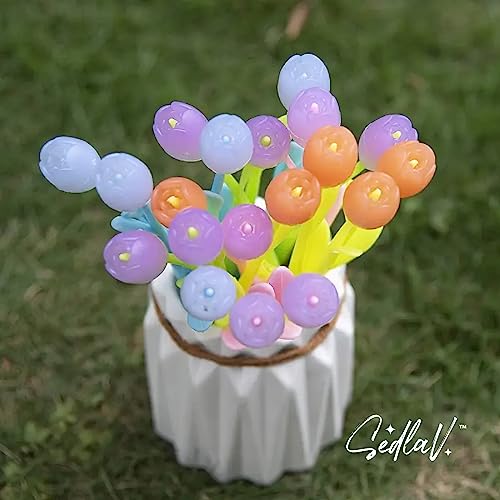 SEDLAV Color-Changing Flower Gel Ink Rollerball Pens - Glitter Gel Pens with Beautiful Flower Design – Cute Pens for Women, Cool and Colorful Pens – Great for Journaling, Drawing