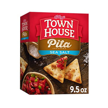 Town House Pita Oven Baked Crackers, Lunch Snacks, Snack Crackers, Sea Salt, 9.5oz Box (1 Box)
