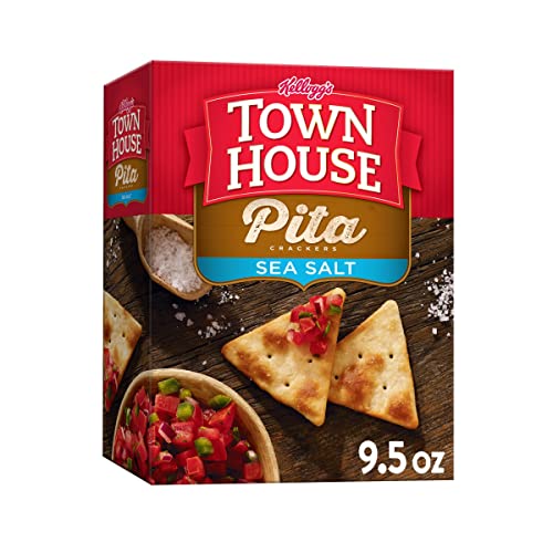 Town House Pita Oven Baked Crackers, Lunch Snacks, Snack Crackers, Sea Salt, 9.5oz Box (1 Box)