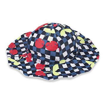 Gerber Baby Girls' Reversible Sun Swim Beach Hat UPF 50+ Quick Dry, Cherry Blue, 5T