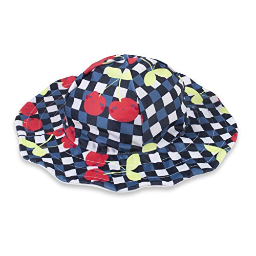 Gerber Baby Girls' Reversible Sun Swim Beach Hat UPF 50+ Quick Dry, Cherry Blue, 5T