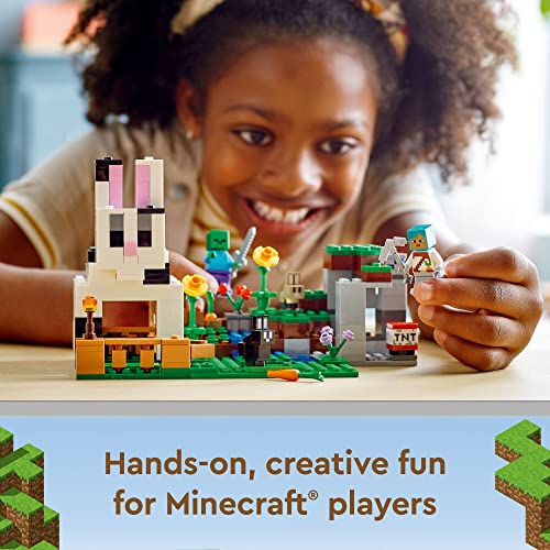 LEGO Minecraft The Rabbit Ranch House Farm Set, 21181 Animals Toy for Kids, Boys and Girls Age 8 Plus with Tamer and Zombie Figures