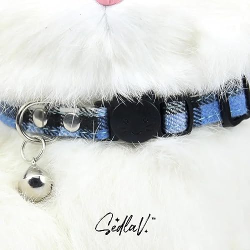 SEDLAV Break Away Cat Collars with Bell - Fun & Safe Breakaway Cat Collars with Bow Tie, Safety Buckle, and Handwritten Name Tag - Premium Quality in 9 Colors - Perfect for Kittens and Cats
