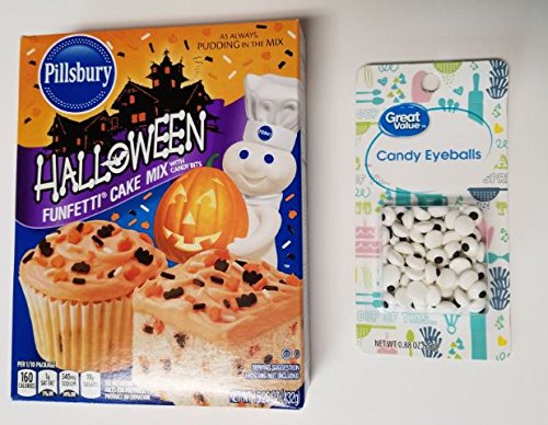 Pillsbury Halloween Funfetti Cake Mix with Candy Eyes Bundle