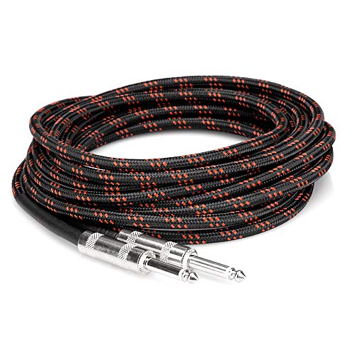 Hosa 3GT-18C5S Cloth Woven Guitar Cable, Black, 18-Feet Length