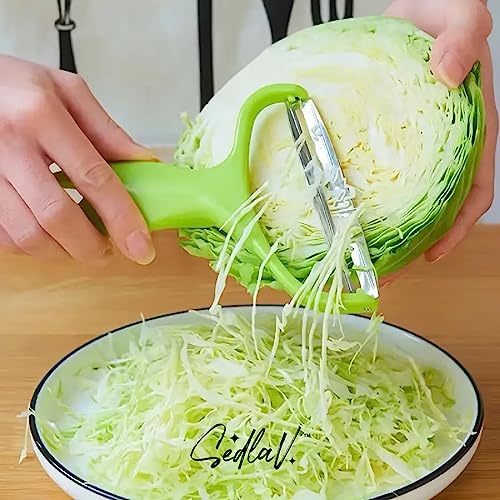 SEDLAV Cabbage Filling Cutter Cutting Cabbage Manual Shredder Vegetable Peeler Fruit Peeler Wide Mouth Peeler Vegetables Fruit Stainless Steel Knife Cabbage Graters Salad Potato Slicer (Green)