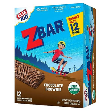 CLIF Kid Zbar - Chocolate Brownie - Soft Baked Whole Grain Snack Bars - USDA Organic - Non-GMO - Plant-Based - 1.27 oz. (12 Pack)