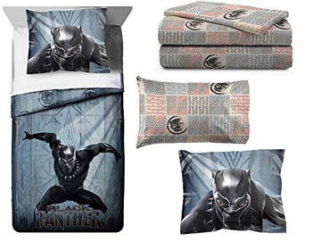 Franco Mfg Black Panther Twin/Full Comforter and Sham Set - Includes 4pc Full Sheet Set