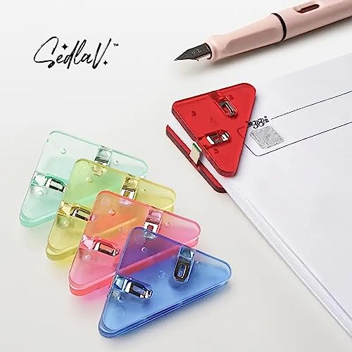 SEDLAV Corner Paper Clip - Prevent Books Curling with Triangle Book Page Corner Clamps - Large Capacity, Durable Plastic Small Binder Clips - Great Bookmarks for Women, Large Paper Clips 10 Pack