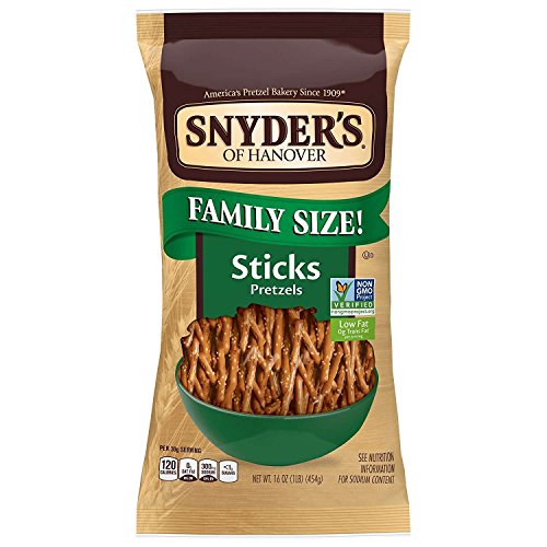 Snyder's of Hanover Pretzels Sticks, Family Size, 16 Oz (Pack of 12)