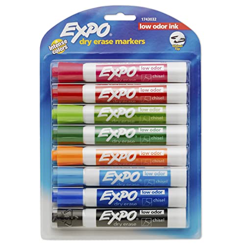 EXPO 1743032 Low-Odor Dry Erase Markers, Chisel Tip, Fashion Colors, 8-Count