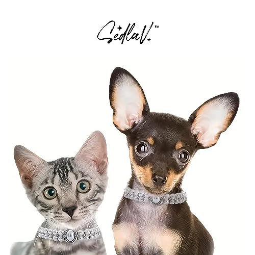 SEDLAV Chic Pearl Necklace for Dogs and Princess Dog Collars Set - Durable PU Leather, Adjustable Length Small Necklace with Imitation Pearls & Sparkling Rhinestones - Elegant Accessory for Your Pet