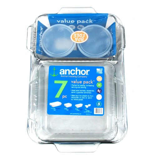 Anchor Hocking 7-Piece Value Pack Glass Bakeware Set- 82675L9